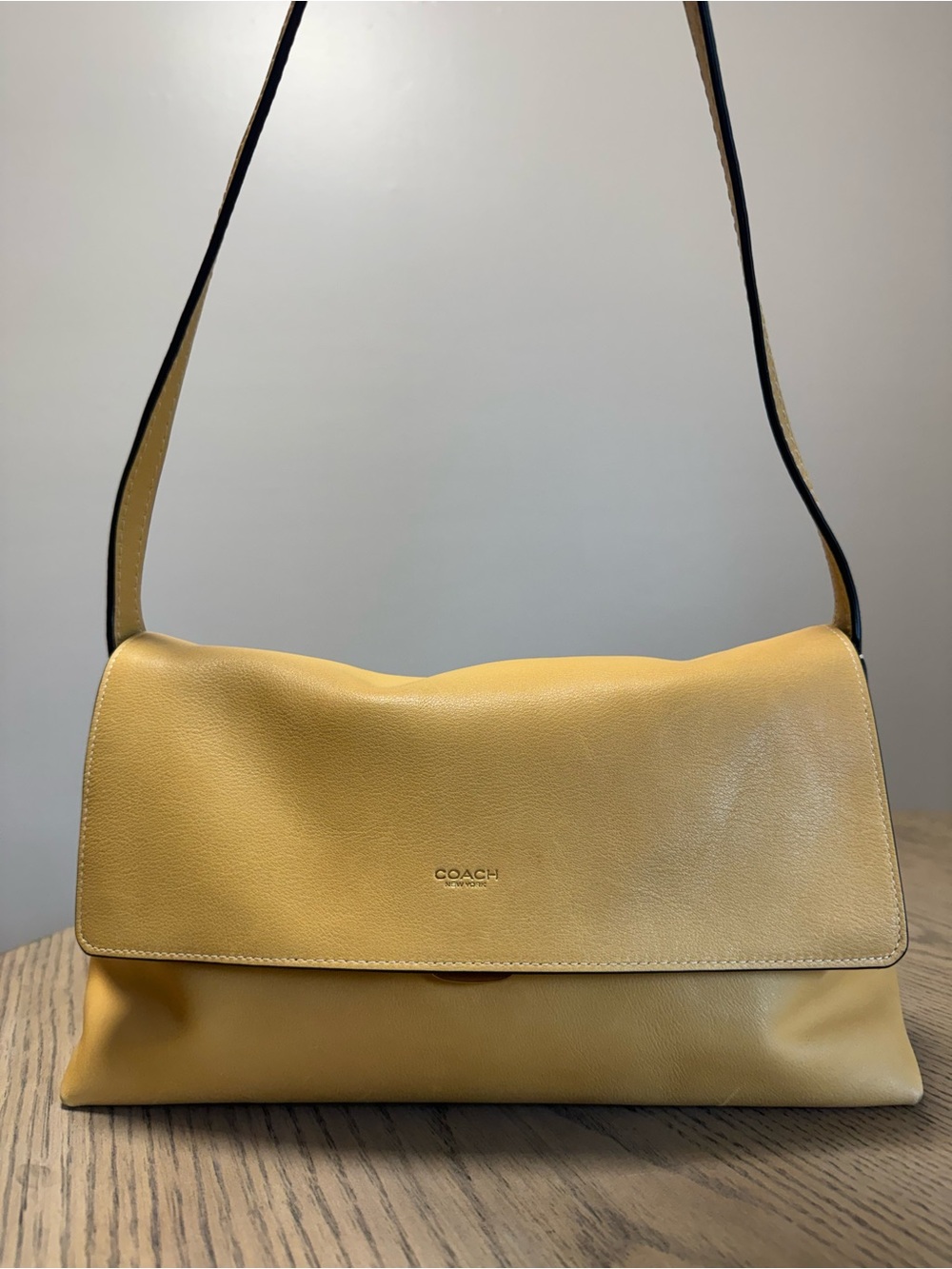 Coach Chelsea 30 Vanilla Yellow Leather Shoulder Bag